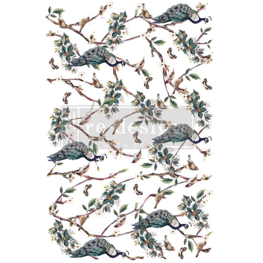 Avian Sanctuary Decor transfer by redesign with Prima! Furniture decal transfer!