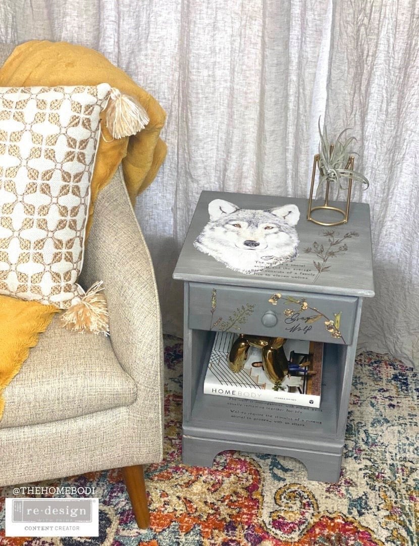 Gray Wolf transfer - Rub-On Furniture Decal transfer by Redesign with Prima!