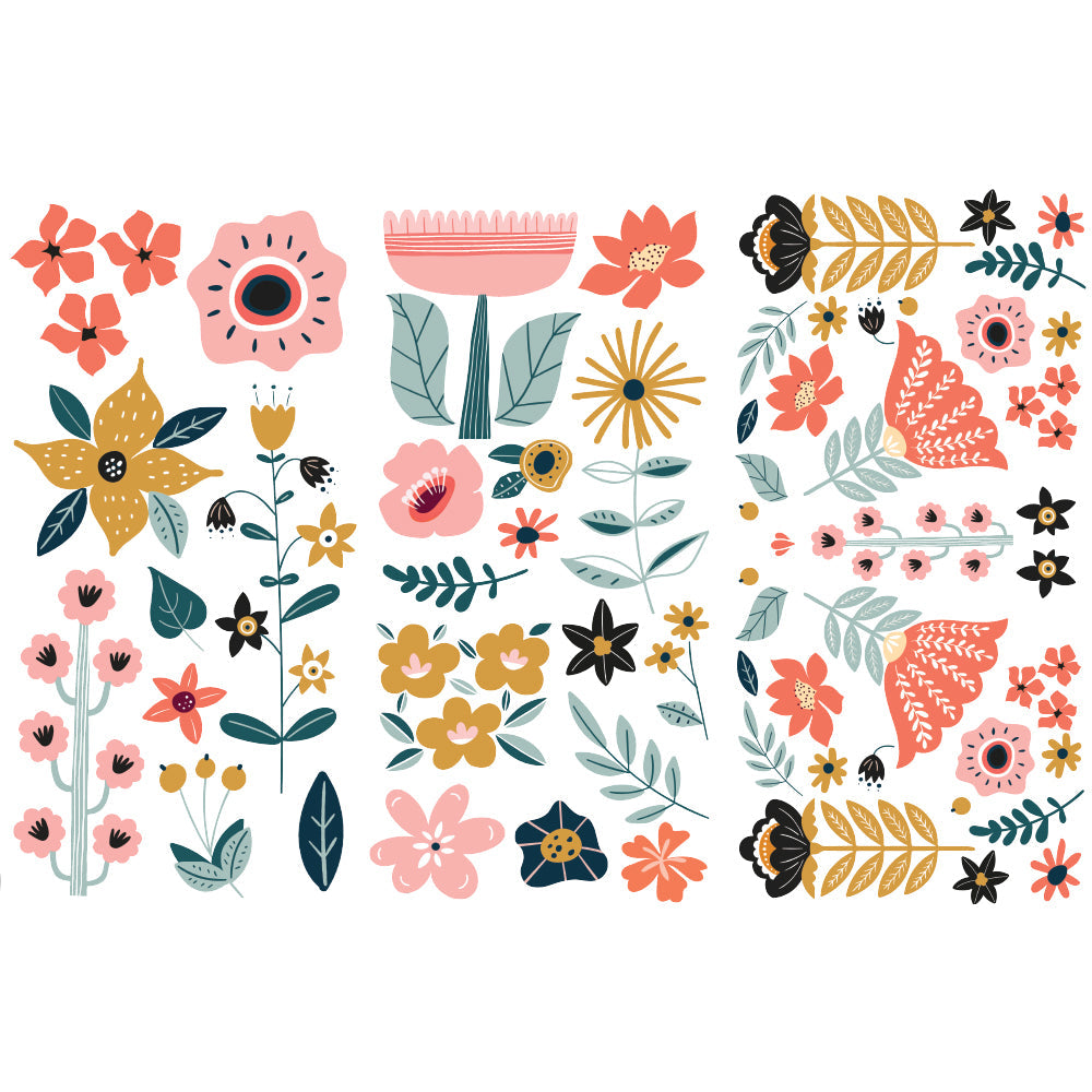 Doodle Flowers - Rub-On Furniture Decal Mini-Transfer by Redesign with Prima!