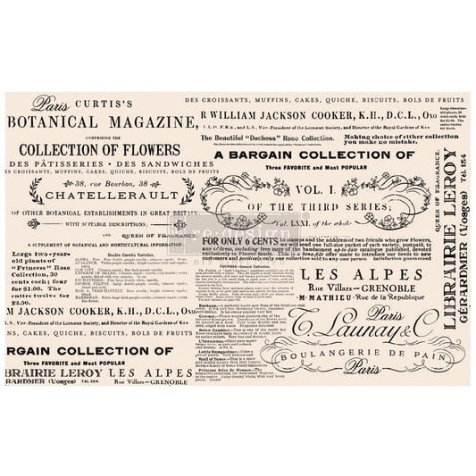 Floral Text - Decoupage Paper