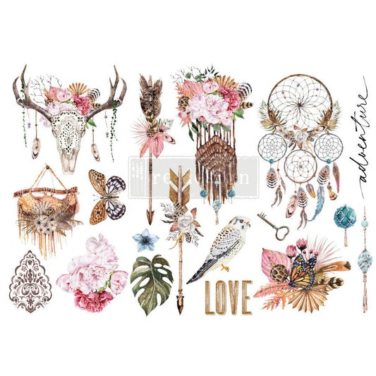 Bohemian Solstice - Rub-On Furniture Decal Mini-Transfer by Redesign with Prima!