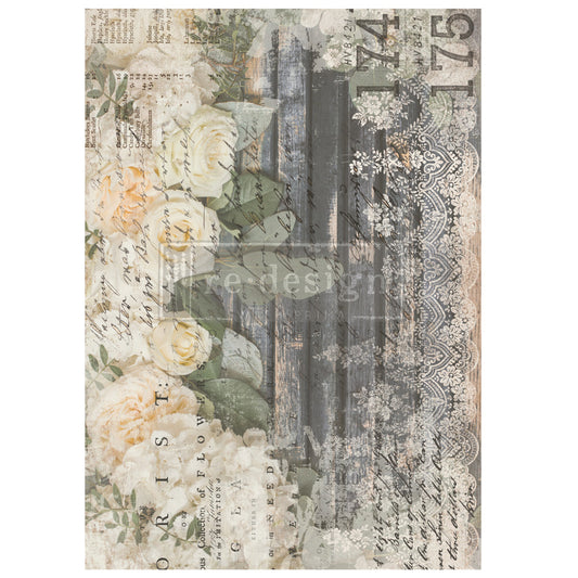 White Fleur - Rub-On Furniture Decal Transfer by redesign with Prima!