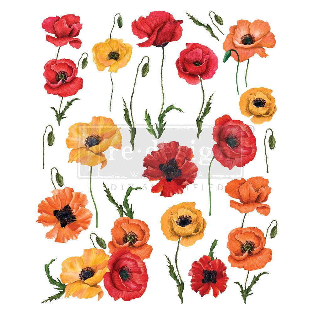 Poppy Gardens - Rub-On Furniture Decal Transfer by Redesign with Prima!