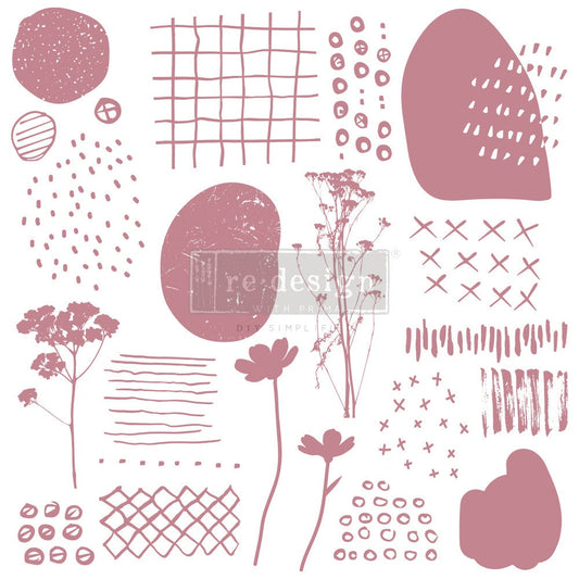 Abstract Scribbles – Clearly Aligned Decor Stamp - 12″x12″ (19 PCS) - Redesign with Prima!