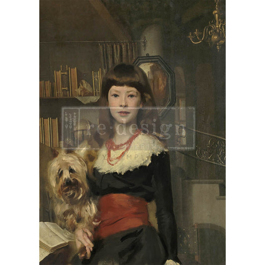 A Girl and Her Pup - A1 Decoupage Paper