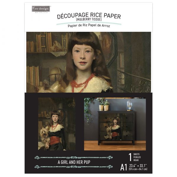A Girl and Her Pup - A1 Decoupage Paper