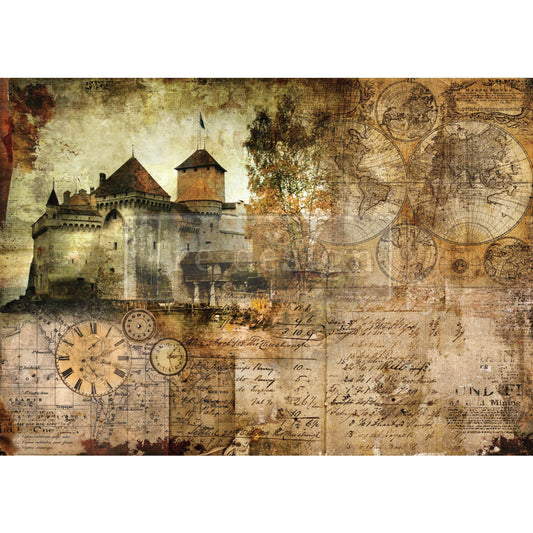 Hilltop Castle - A1 Decoupage Paper
