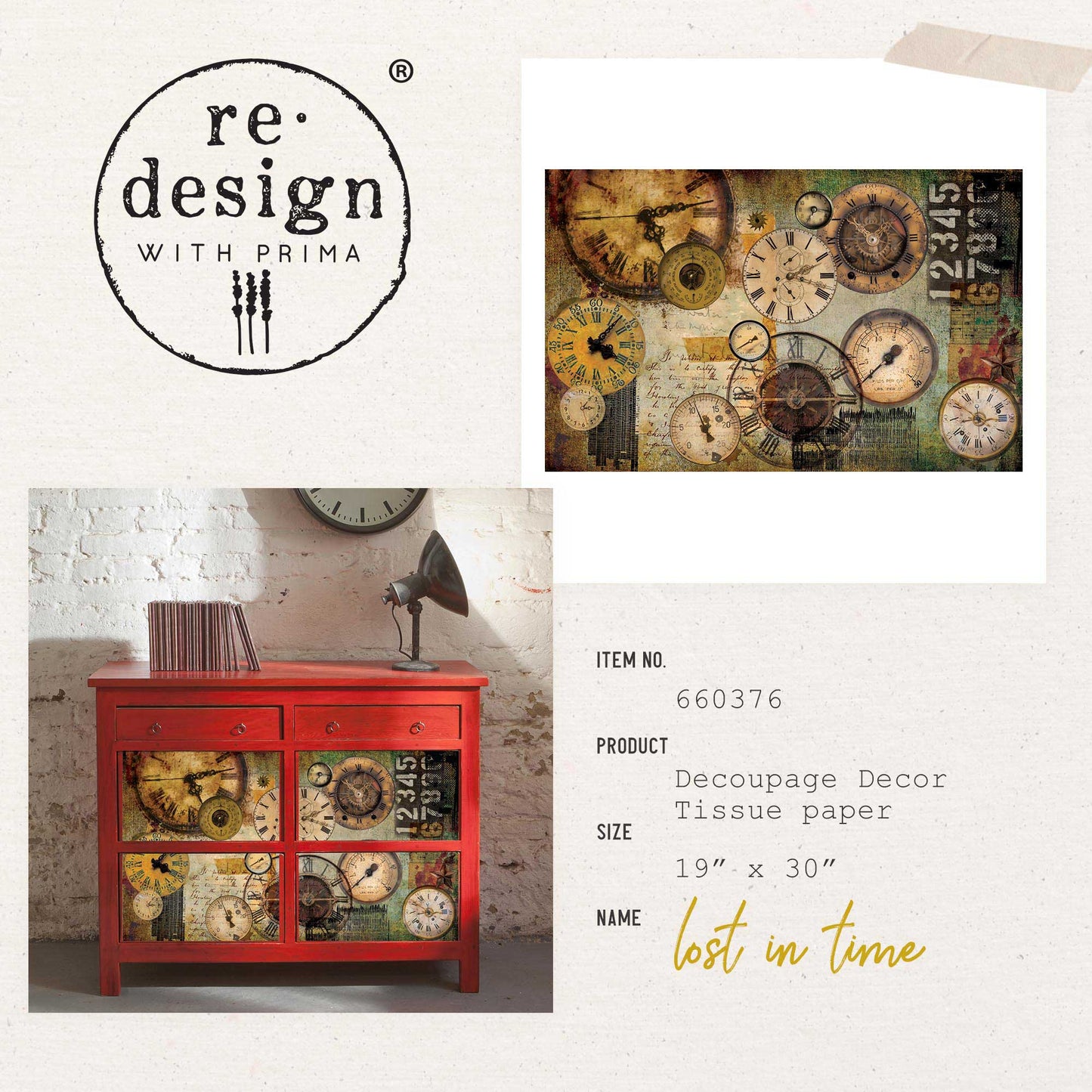 Lost In Time - Decoupage Paper
