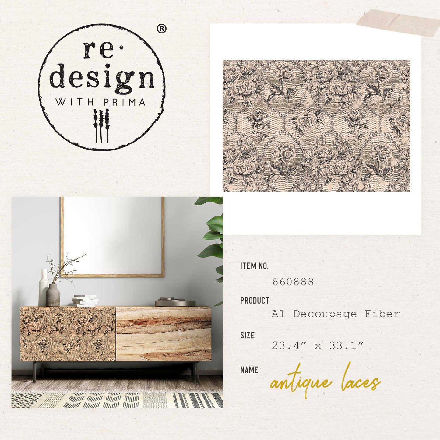 Antique Laces - A1 Decoupage Fiber Paper