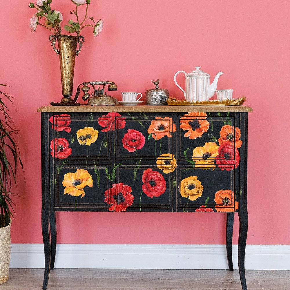 Poppy Gardens - Rub-On Furniture Decal Transfer by Redesign with Prima!