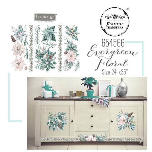 Evergreen Florals 24"x35" Transfer by redesign with Prima! Furniture decal transfer!