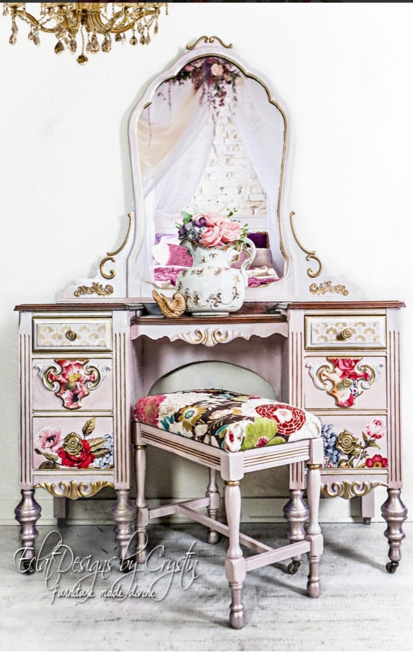 Wondrous Floral II - Rub-On Furniture Decal Transfer by Redesign with Prima!