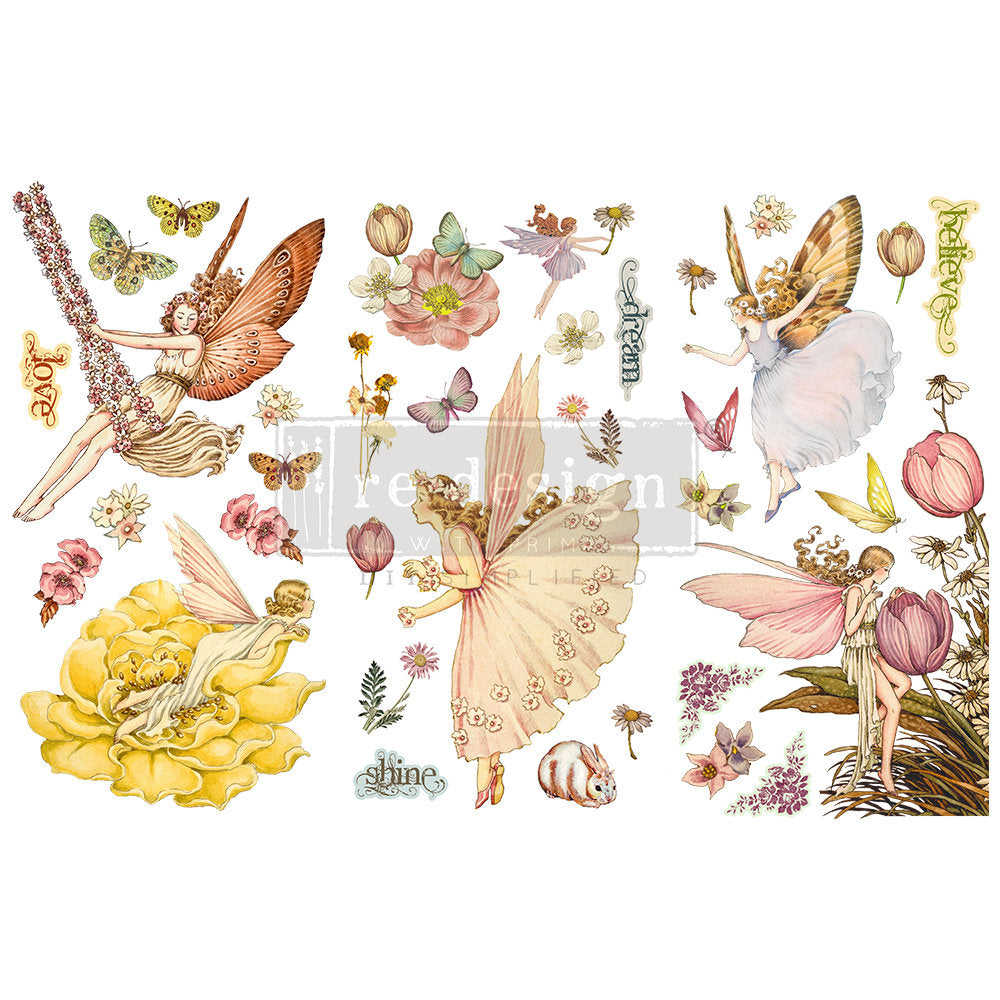 Fairy Flowers - Rub-On Furniture Decal Mini-Transfer by Redesign with Prima!