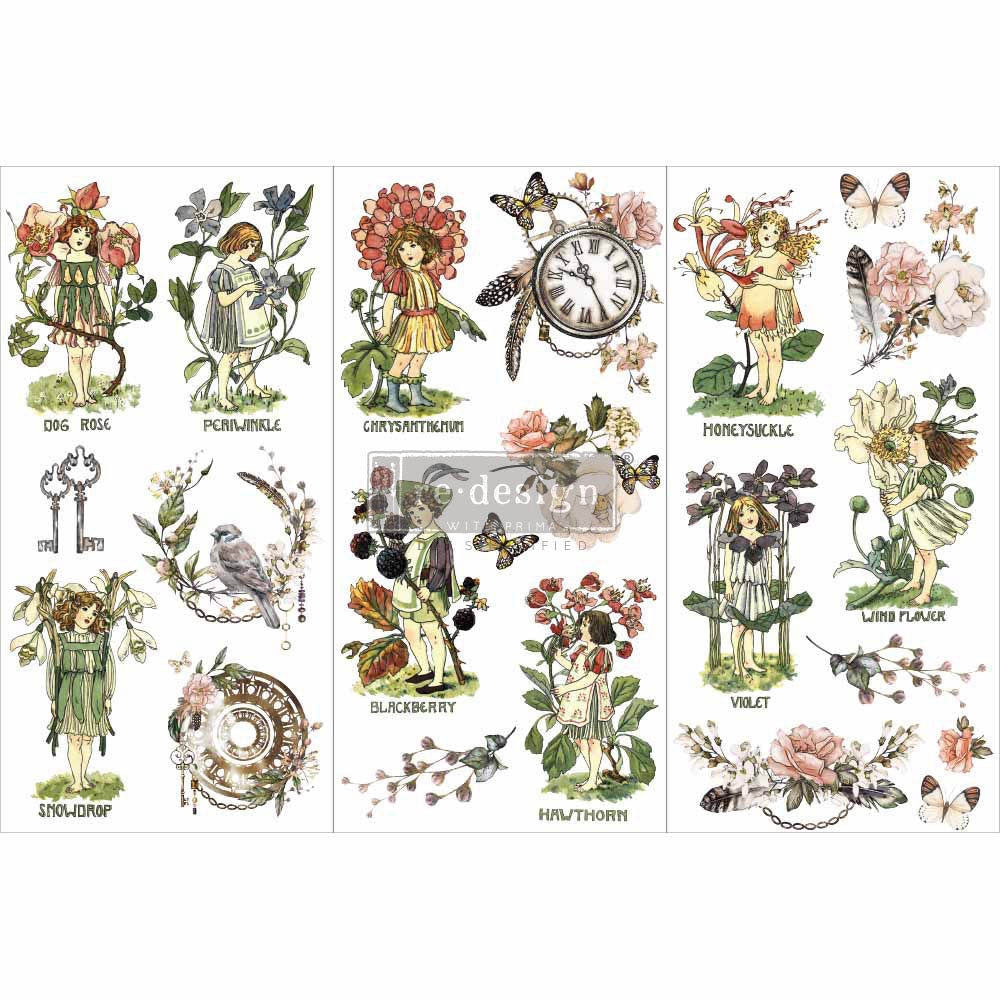 Flower Children - Rub-On Furniture Decal Mini-Transfer by Redesign with Prima!