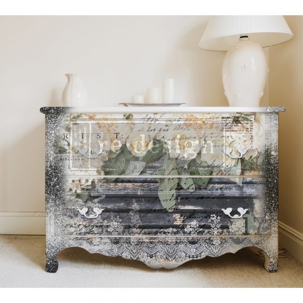 White Fleur - Rub-On Furniture Decal Transfer by redesign with Prima!