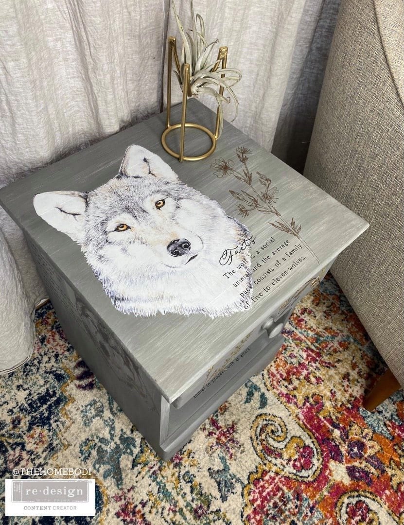 Gray Wolf transfer - Rub-On Furniture Decal transfer by Redesign with Prima!