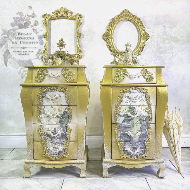 White Fleur - Rub-On Furniture Decal Transfer by redesign with Prima!
