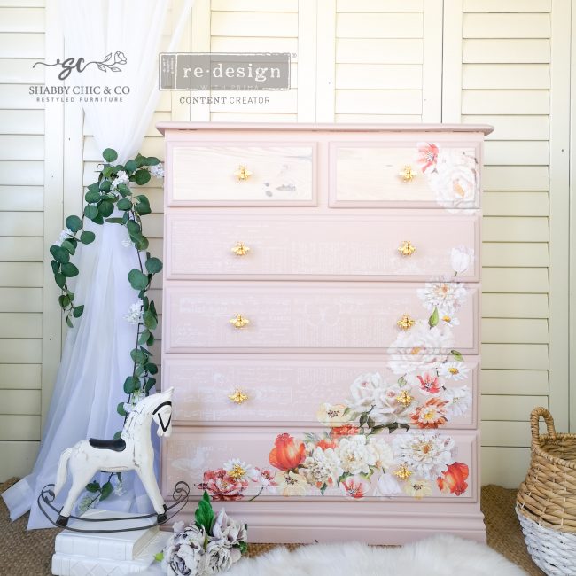 Pretty in Peach Decor transfer by redesign with Prima! Furniture decal transfer!