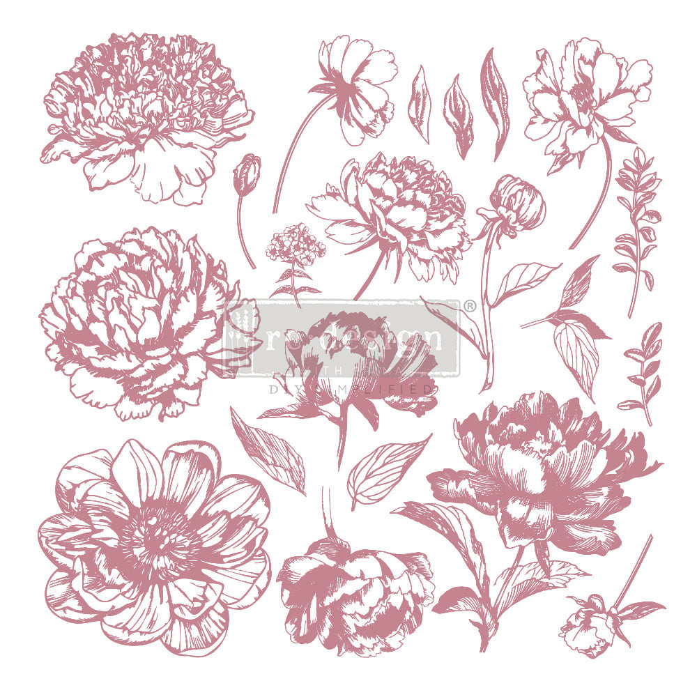 Linear Floral - Clearly Aligned Stamps (12" x 12" clear cling, 20 pcs) by redesign with Prima!