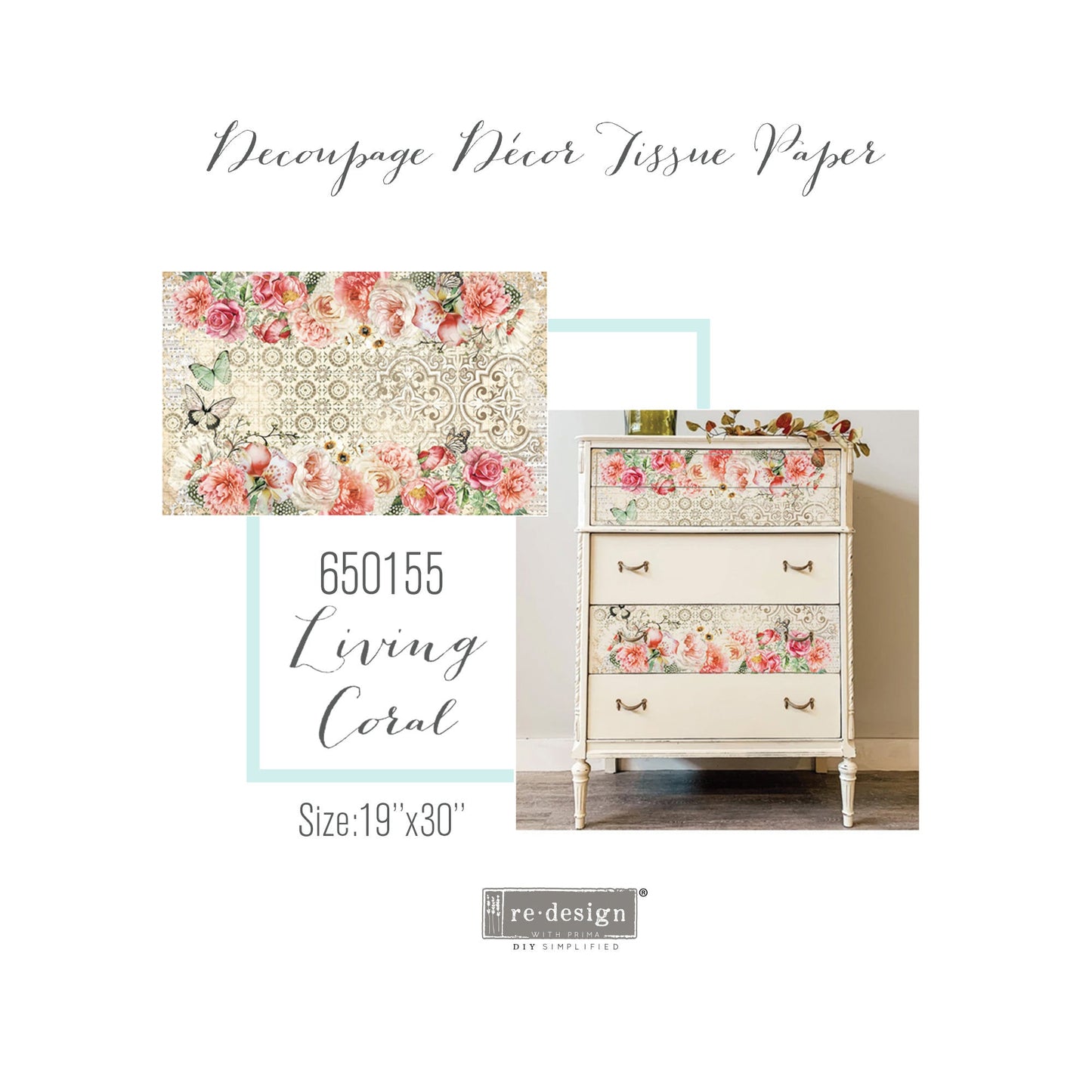 Living Coral - Decoupage Paper