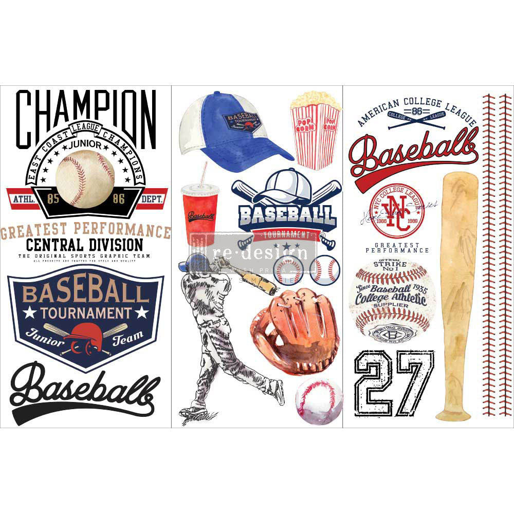 Baseball - Rub-On Furniture Decal Mini-Transfer by Redesign with Prima!