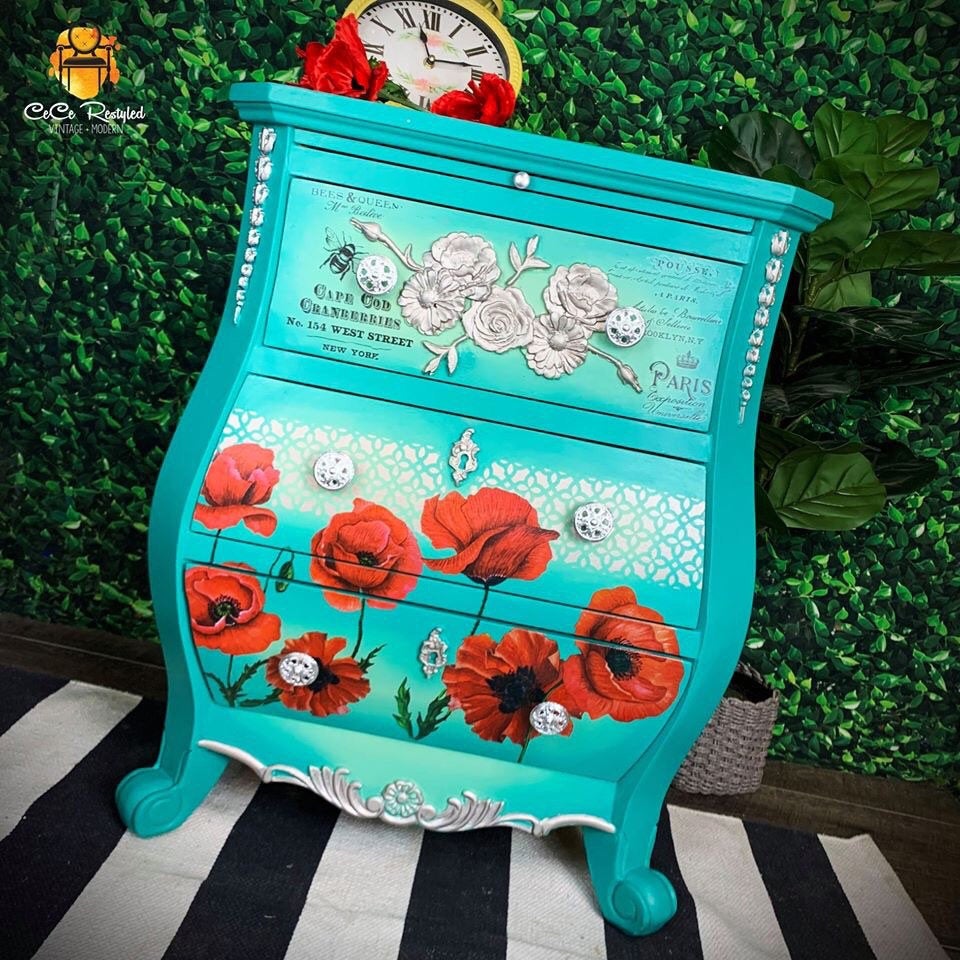 Poppy Gardens - Rub-On Furniture Decal Transfer by Redesign with Prima!