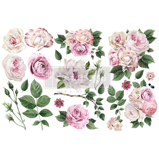 Delicate Roses - Rub-On Furniture Decal Mini-Transfer by Redesign with Prima!