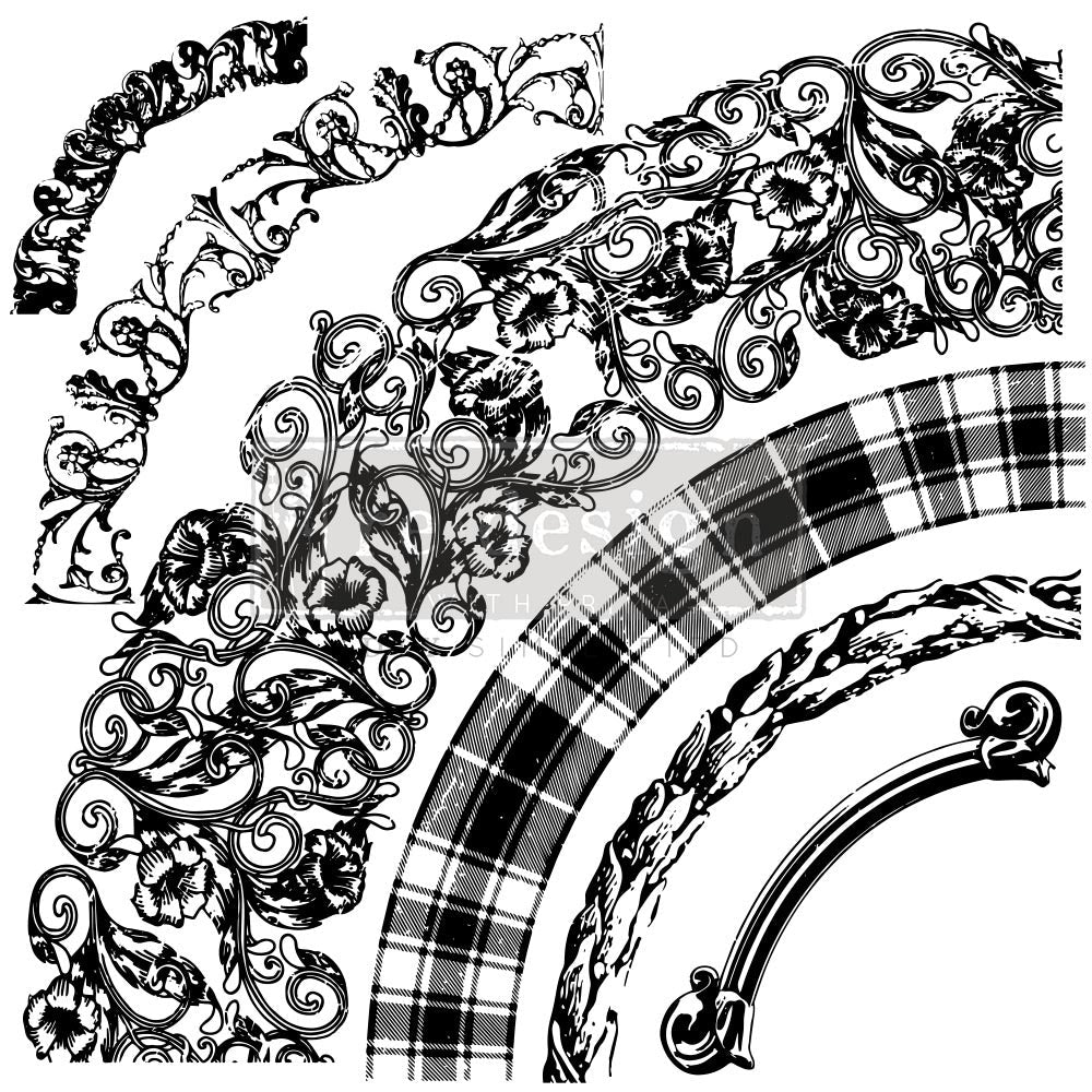 Curved Accents – 12″X12″ (6 PCS) Decor Stamps by redesign with Prima!
