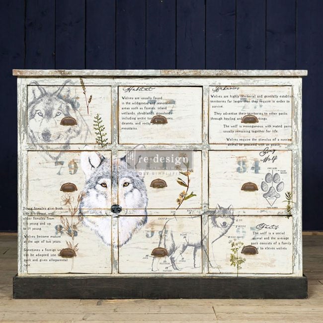 Gray Wolf transfer - Rub-On Furniture Decal transfer by Redesign with Prima!