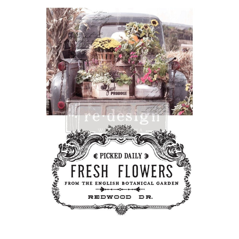 Fresh Flowers Transfer-redesign with Prima (26" X 36")