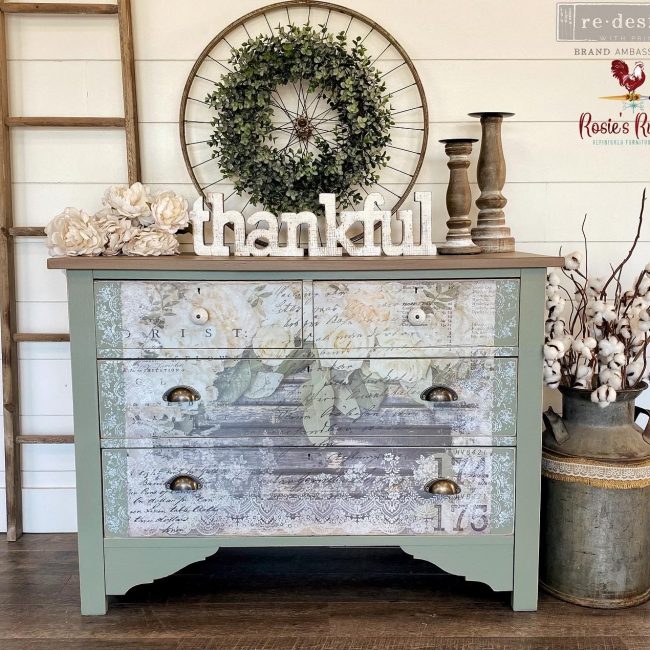 White Fleur - Rub-On Furniture Decal Transfer by redesign with Prima!